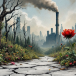 Ein Bild von einer vielfältigen Pflanzenlandschaft, die durch Luftverschmutzung bedroht ist.
